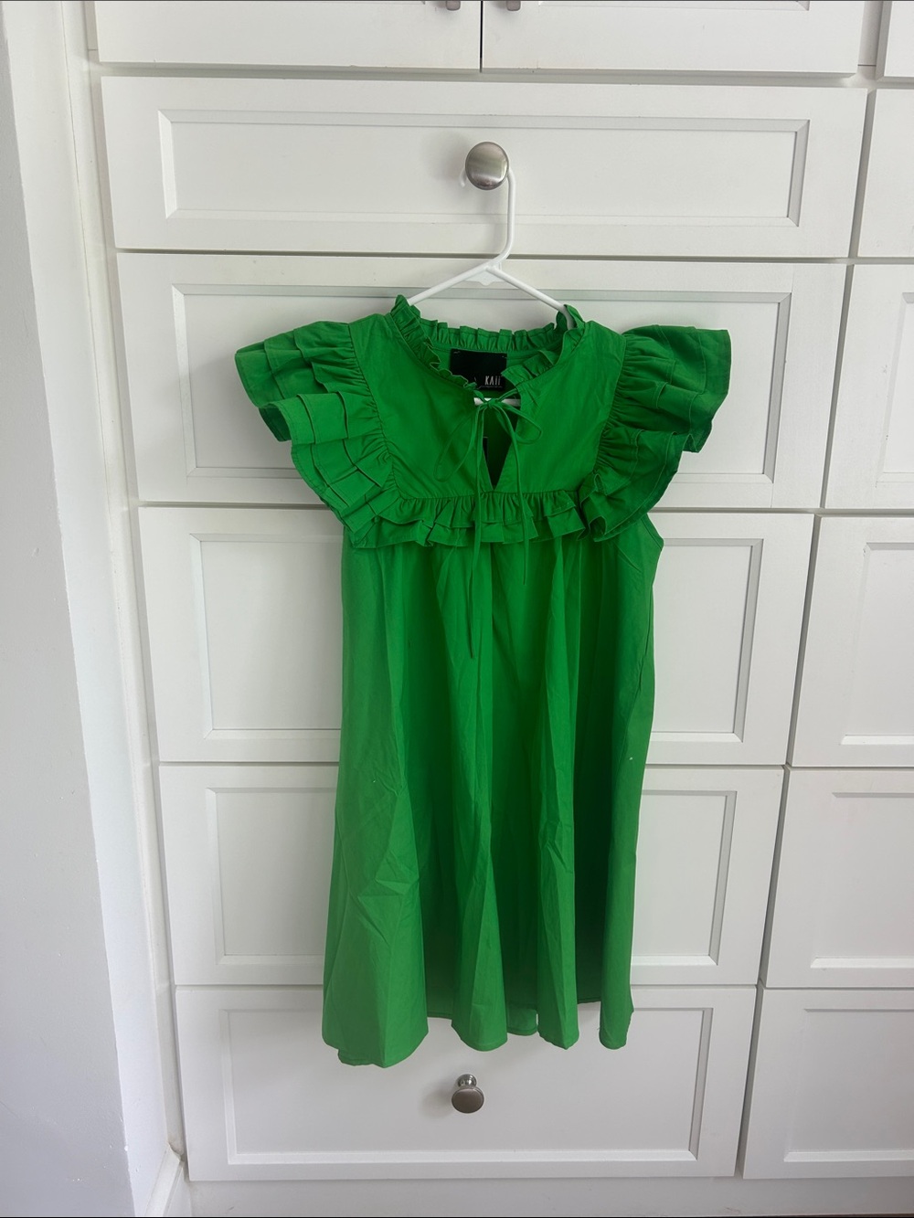 Green dress with Flutter sleeve